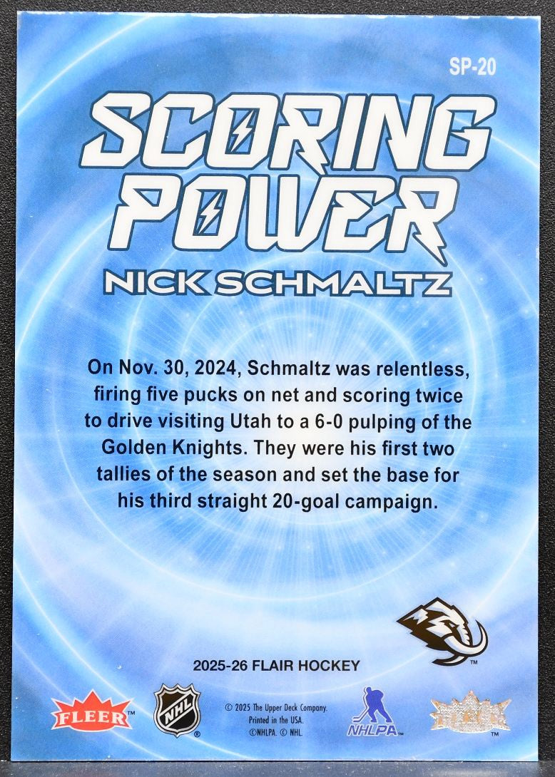 2025-26 Flair Scoring Power Nick Schmaltz SP-20 Utah Mammoth 8716