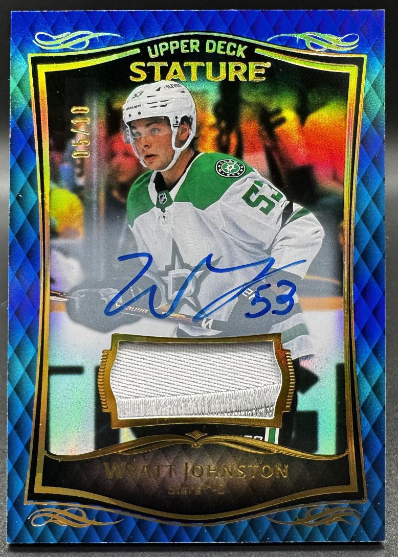 2023-24 UD Stature Wyatt Johnston 25 Dallas Stars AUTO Patch 05/10