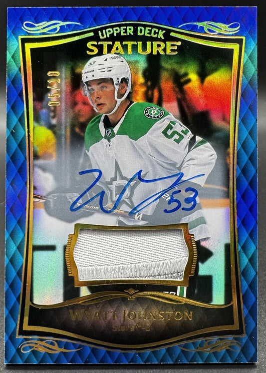 2023-24 UD Stature Wyatt Johnston 25 Dallas Stars AUTO Patch 05/10