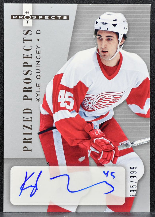 2005-06 Fleer Hot Prospects Prized Prospects Kyle Quincey Red Wings RC Auto 1535