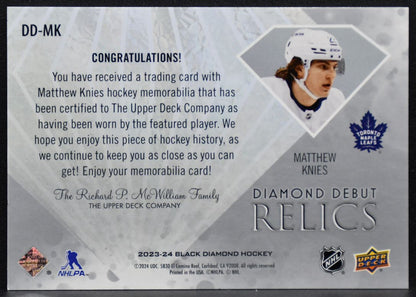 2023-24 Upper Deck Black Diamond Debut Relics Matthew Knies DD-MK RC 8876