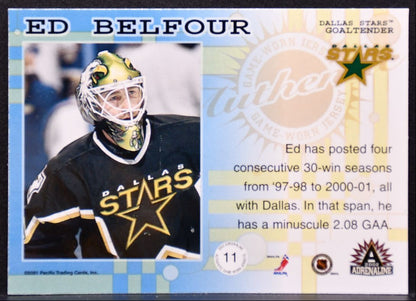 2001-02 Pacific Adrenaline Jerseys Ed Belfour 11 Dallas Stars Jersey 5517
