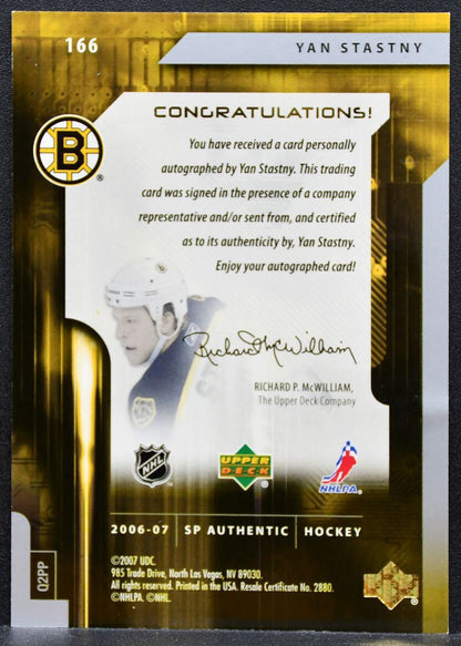 2006-07 SP Authentic Future Watch Auto Yan Stanley Bruins RC Auto 793/999 0338