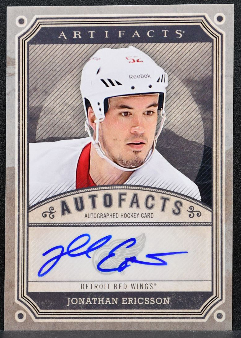 2013-14 UD Artifacts Autofacts Jonathan Ericsson A-JE Red Wings Auto 1830