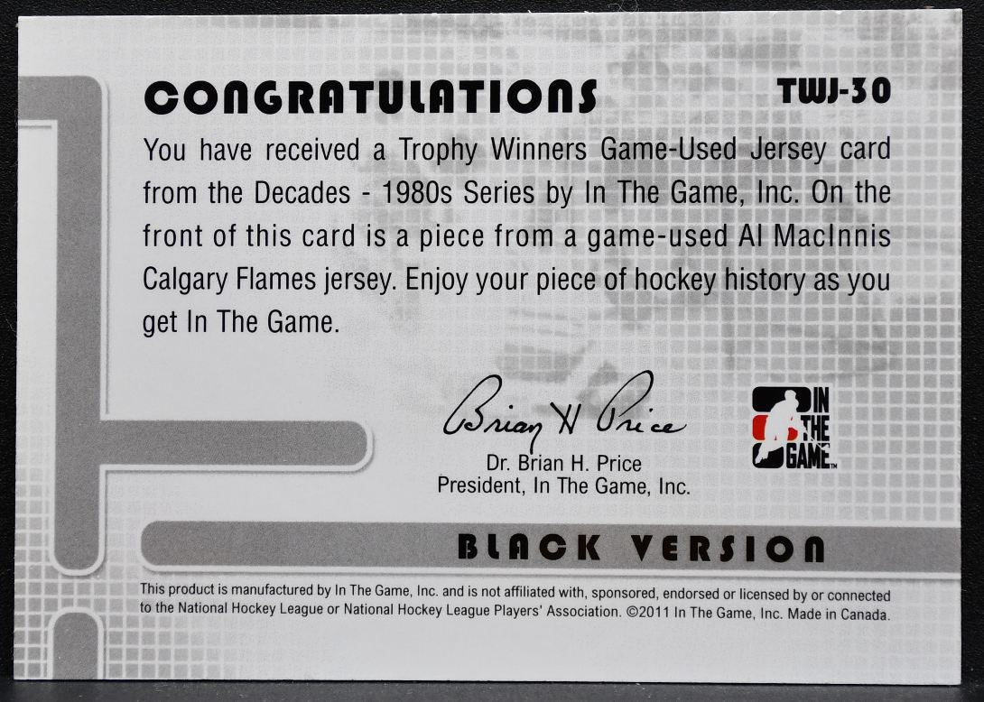 2011-12 In the Game Decades 1980s Trophy Winners Jersey MacInnis Jersey 5161