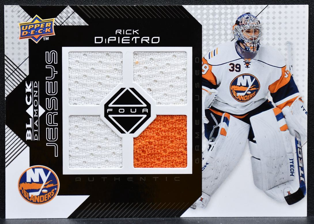 2008-09 UD Black Diamond Jerseys Quad Rick DiPietro BDJ-RD Islanders Jersey 6175