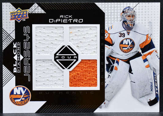2008-09 UD Black Diamond Jerseys Quad Rick DiPietro BDJ-RD Islanders Jersey 6175