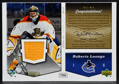 2006-07 UD MVP One on One Dual Memorabilia Kiprusoff Luongo OJ-KL  Jersey