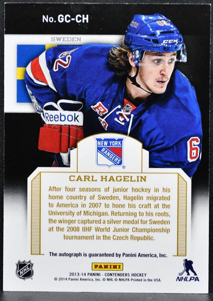 2013-14 Panini Contenders Global Autographs Carl Hagelin GC-CH Auto /25 2639