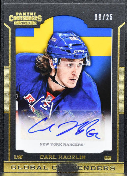 2013-14 Panini Contenders Global Autographs Carl Hagelin GC-CH Auto /25 2639
