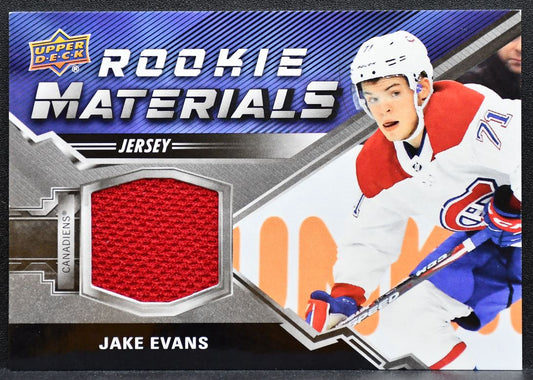 2020-21 UD Series 2 Rookie Materials Jake Evans RM-JE Canadiens RC Jersey 0271