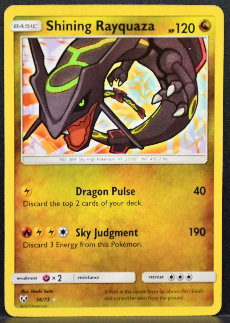 Pokémon Shining Rayquaza Sun & Moon: Shining Legends Damaged 56/73 Holofoil