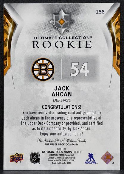 2021-22 UD Ultimate Collection Rookie Auto Jack Ahcan RC Auto 166/299 2008