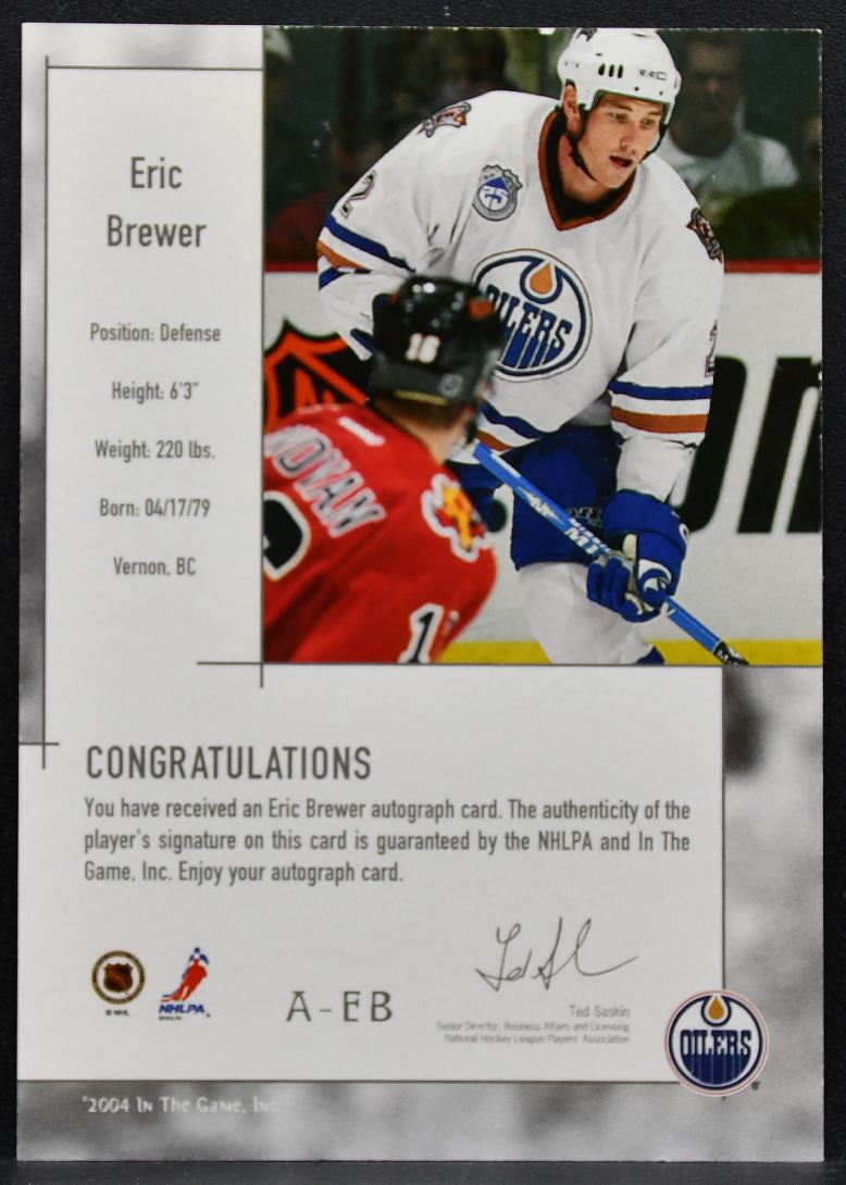 2004-05 In the Game Used signature Brewer A-EB Edmonton Oilers Auto 1147