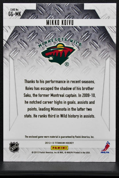 2012-13 Panini Titanium Game-Worn Gear Mikko Koivu GG-MK Wild Jersey 4474