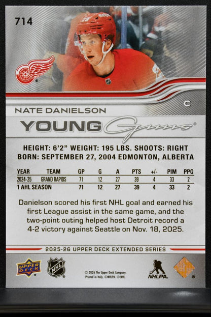 2025-26 Upper Deck Extended Series Young Guns Nate Danielson Red Wings RC 0382