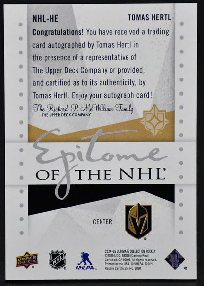 2024-25 UD Ultimate Collection Epitome of the NHL Tomas Hertl Golden Knights