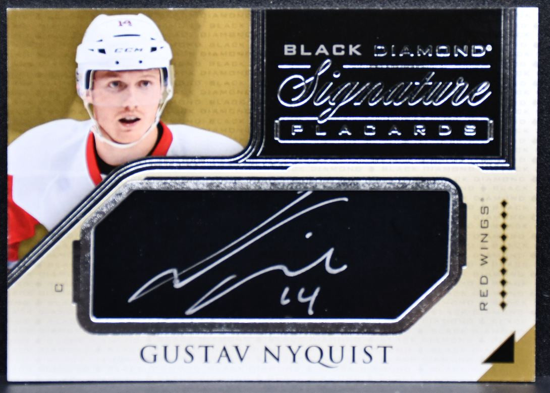 2015-16 UD Black Diamond Signature Placards Gustav Nyquist Red Wings Auto 3685