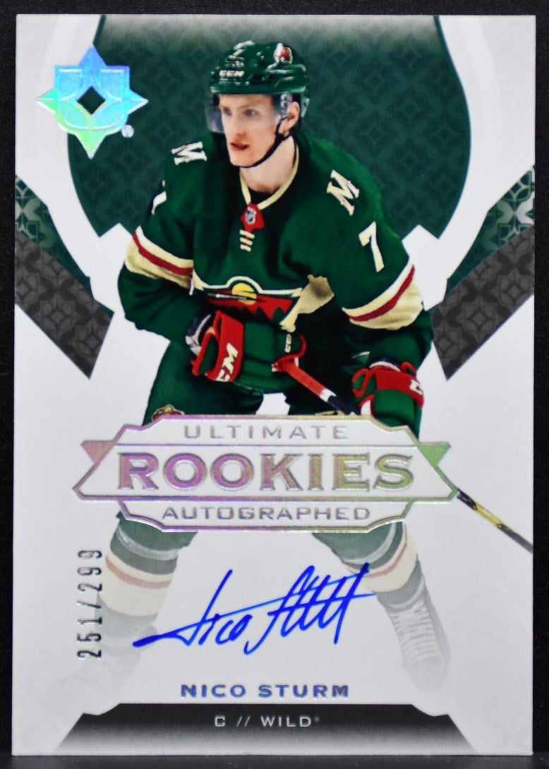2019-20 UD Ultimate Collection Rookies Auto Nico Sturm Wild RC Auto 251/299 5023