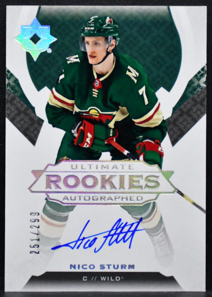 2019-20 UD Ultimate Collection Rookies Auto Nico Sturm Wild RC Auto 251/299 5023