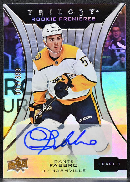 2019-20 UD Trilogy Silver Foil Auto Rookies Tier 1 Dante Fabbro RC Auto 1854