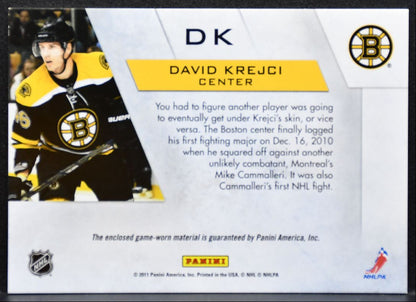 2010-11 Panini Zenith Winter Warriors Materials David Krejci Bruins Jersey 8925