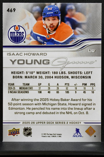 2025-26 Upper Deck Series 2 Young Guns Isaac Howard 469 Edmonton Oilers RC 9285