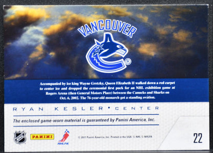 2011-12 Panini Pinnacle Game Night Materials Kesler Jersey 2647
