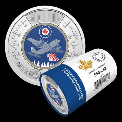 2024 $2 100th Anniversary of the Royal Canadian Air Force Colourized Special Wrap Roll (247177)