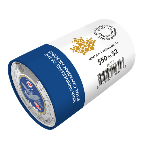 2024 $2 100th Anniversary of the Royal Canadian Air Force Colourized Special Wrap Roll (247177)