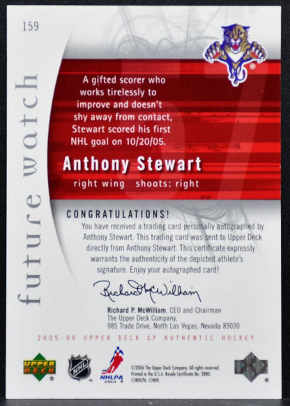 2005-06 SP Authentic Future Watch Auto Anthony Stewart RC Auto 114/999 3241