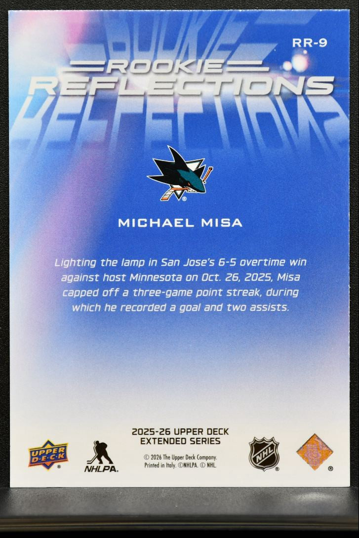 2025-26 UD Extended Series Rookie Reflections Michael Misa RR-9 Sharks RC 7405