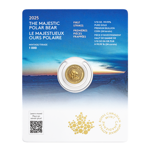 2025 The Majestic Polar Bear: First Strikes – 1/10 oz. 99.99% Pure Gold Coin (Premium Bullion)(249585)