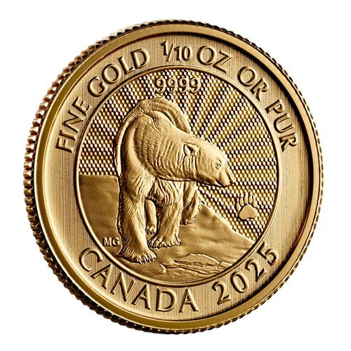 2025 The Majestic Polar Bear: First Strikes – 1/10 oz. 99.99% Pure Gold Coin (Premium Bullion)(249585)