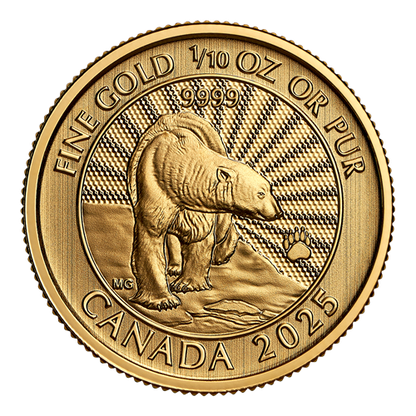 2025 The Majestic Polar Bear: First Strikes – 1/10 oz. 99.99% Pure Gold Coin (Premium Bullion)(249585)