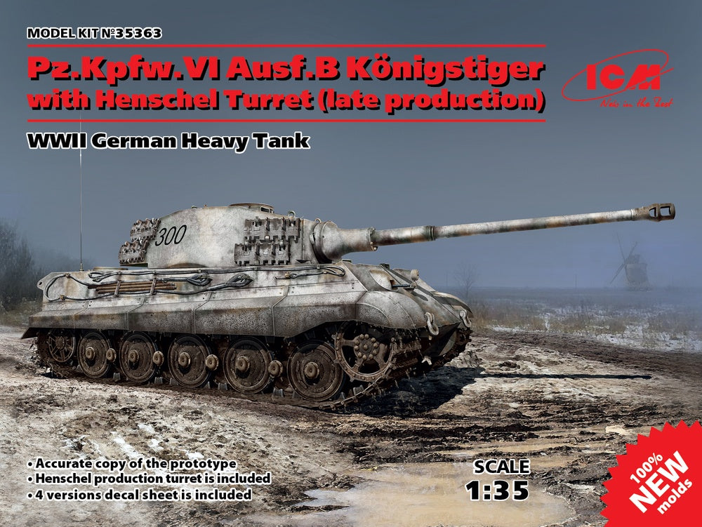 ICM 1/35 Pz.Kpfw.VI Ausf.B King Tiger with Henschel Turret (late production), WWII German Heavy Tank