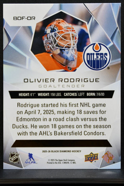 2025-26 UD Black Diamond Futures Olivier Rodrigue BDF-OR Oilers RC 045/249 8075