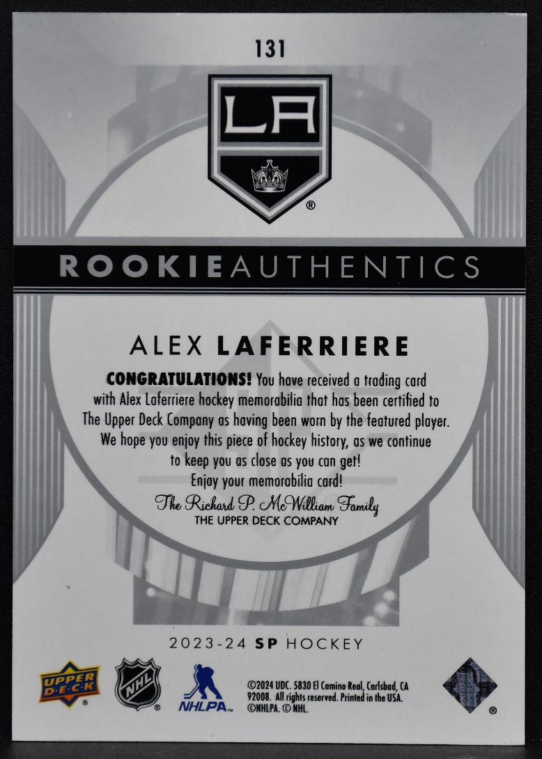 2023-24 SP Rookie Authentics Alex Laferriere 131 RC Jersey 3009