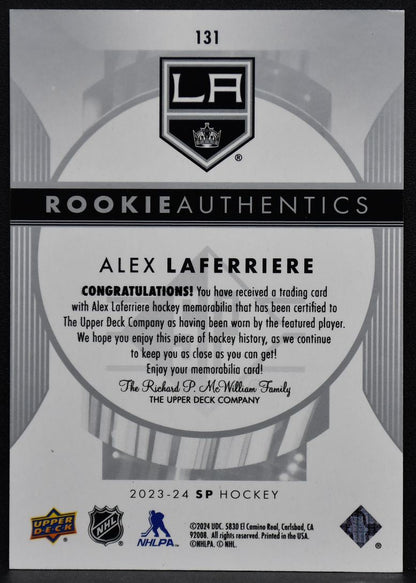 2023-24 SP Rookie Authentics Alex Laferriere 131 RC Jersey 3009