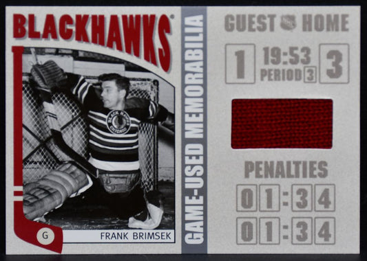 2004-05 ITG Franchises US West Memorabilia Brimsek WSM-08 Blackhawks Jersey 3473