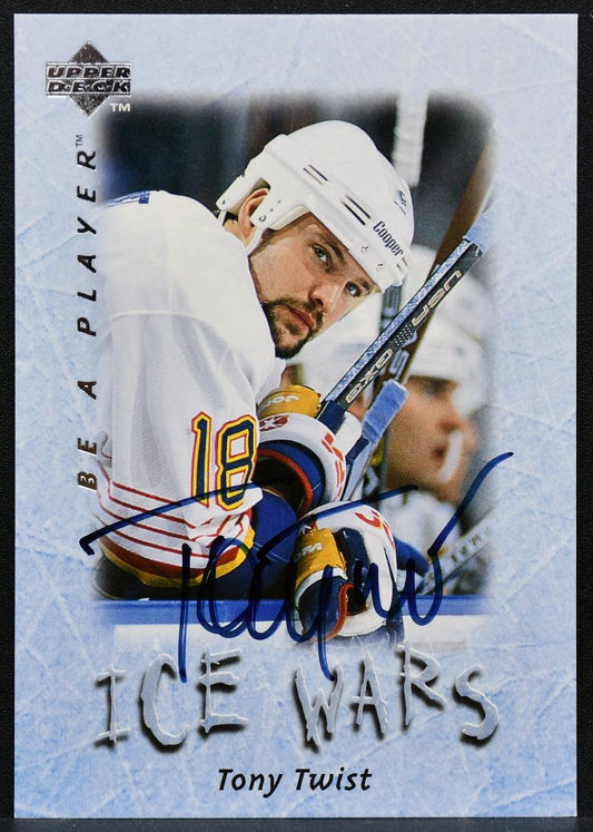 1995-96 Upper Deck Be A Player Ice Wars Tony Twist S214 Auto 5058