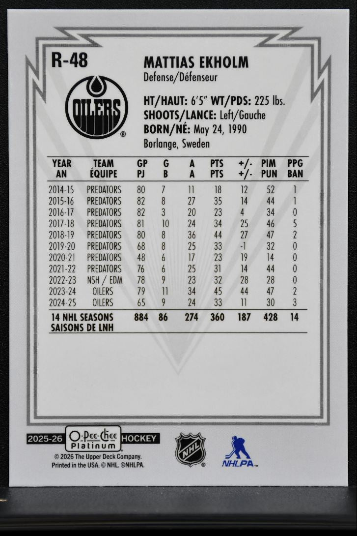 2025-26 O-Pee-Chee Platinum Retro Mattias Ekholm R-48 Edmonton Oilers 3727