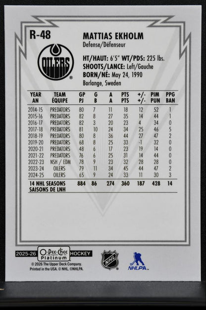 2025-26 O-Pee-Chee Platinum Retro Mattias Ekholm R-48 Edmonton Oilers 3727