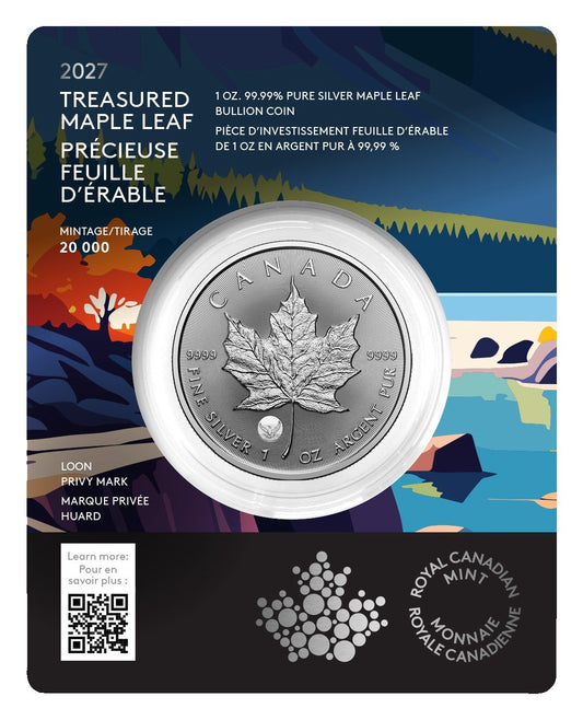 2027 1oz. Silver Premium Bullion Maple Leaf Loon Privy Mark (256099)
