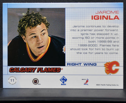 2001-02 Pacific Private Stock Jersey Jarome Iginla 11 Calgary Flames Jersey 2583