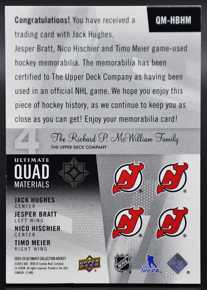 2024-25 UD Hughes/Bratt/Hischier/Meier New Jersey Devils /149 Jersey