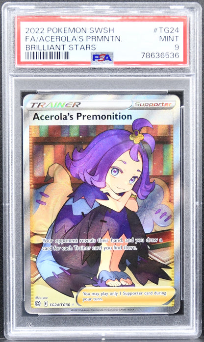 Pokémon Brilliant Stars Gallery Acerola's Premonition TG24/TG30 Holofoil PSA 9