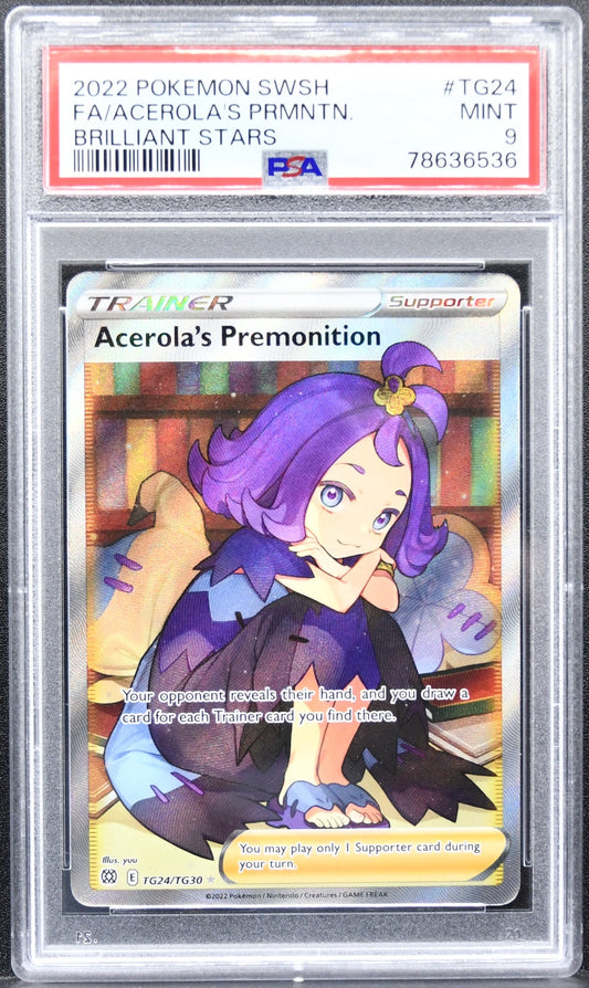 Pokémon Brilliant Stars Gallery Acerola's Premonition TG24/TG30 Holofoil PSA 9