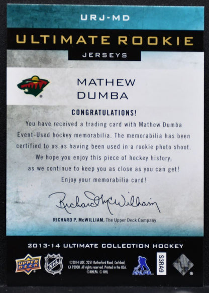 2013-14 UD Ultimate Collection Rookie Jerseys Mathew Dumba Wild Jersey 7935