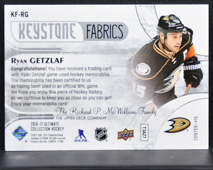 2016-17 UD Ultimate Collection Keystone Fabrics Getzlaf 46/99 Jersey 1007